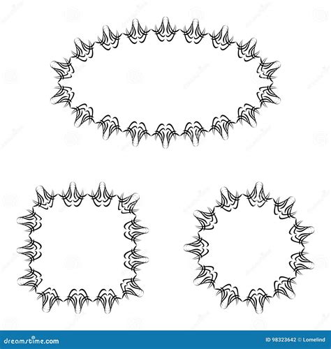 Vector Black And White Ornate Frames Set Stock Illustration