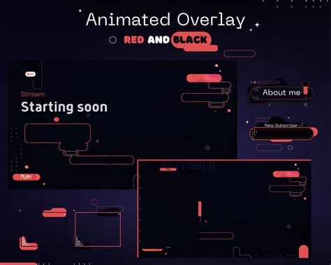 Animated Red Twitch Overlay Package, Dark Red Aesthetic, Twitch Red ...