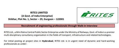 Rites Recruitment Project Engineer Posts Tamilanguide