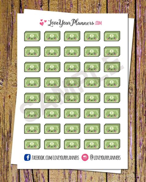 40 Kawaii Money Planner Stickers Pay Day Stickers Money Etsy