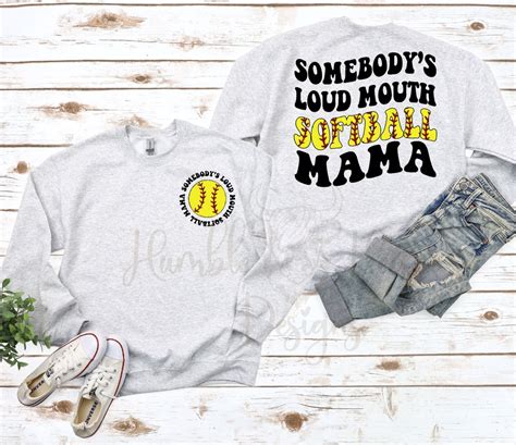 Somebodys Loud Mouth Softball Mama Png Digital Download T Shirt