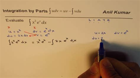 Integration By Parts X 2 E X Youtube