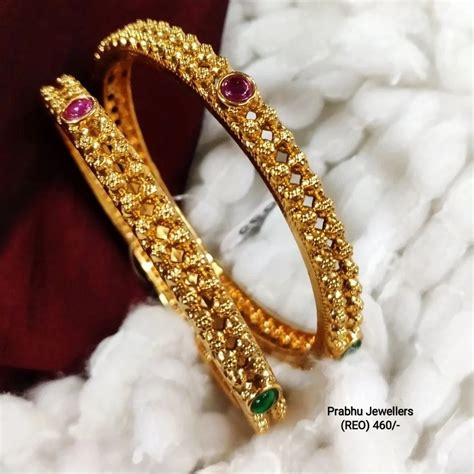 Brass Wedding Wear Gold Plated Stone Bangles At Set In Chennai