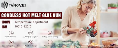 Cordless Hot Glue Gun Kit For Milwaukee M V Battery LED Digital Hot Melt Glue Gun With Pcs