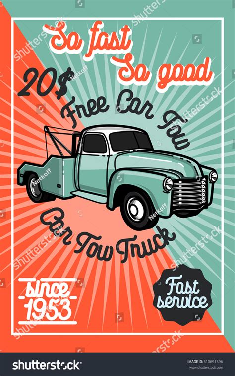 Color Vintage Car Tow Truck Poster Stock Vector (Royalty Free ...