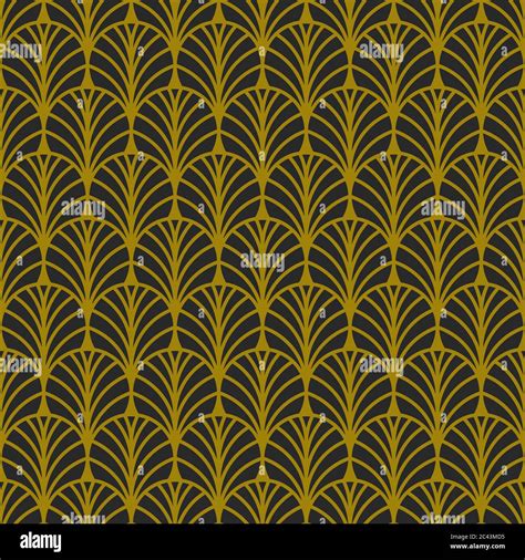 Golden Fan Art Deco Pattern Abstract Seamless Art Nouveau Pattern With