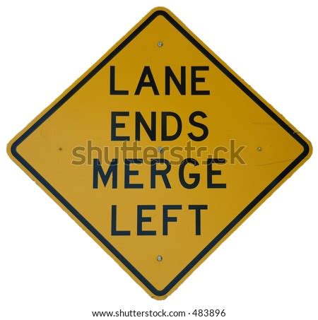 Lane Ends - Merge Left Sign Stock Photo 483896 : Shutterstock