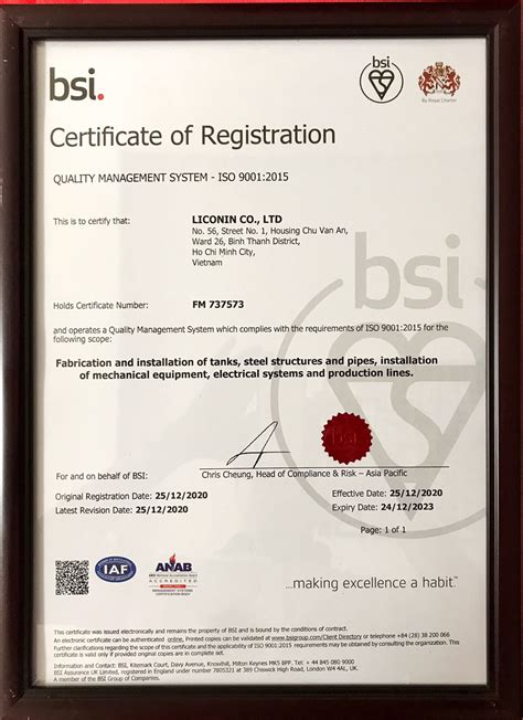 Bsi Iso Liconin Company Limited