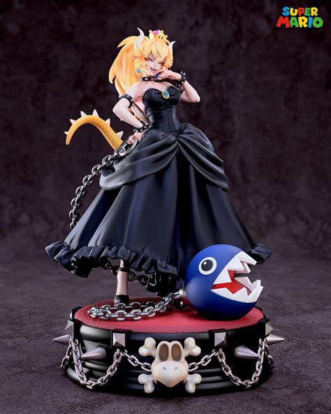 3d Printed Statue Of Bowsette Mario Full Painted Resin Figure 45cm Etsy