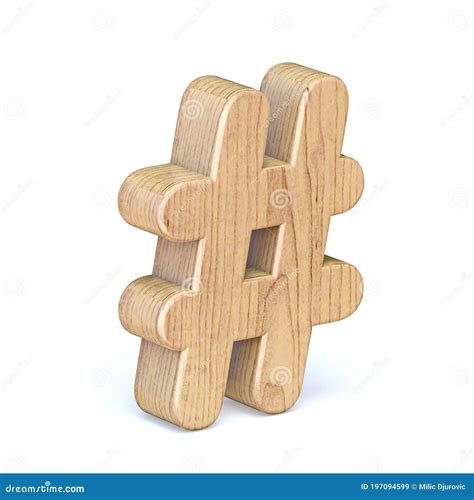 Rounded Wooden Font Hashtag D Stock Illustration Illustration Of