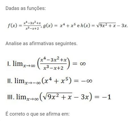 Dadas As Fun Es Analise As Afirmativas Seguintes Correto O Que Se