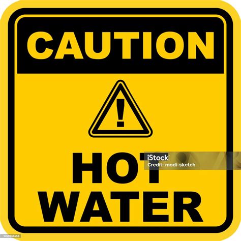 Caution Hot Water Sticker Vector Stock Illustration Download Image Now Heat Temperature