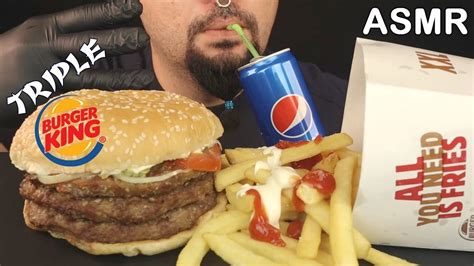 Asmt Asmr Burger King Triple Whopper And Fries Mukbang No Talking