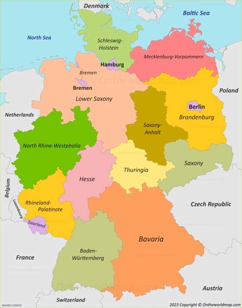 Germany States Map - Ontheworldmap.com