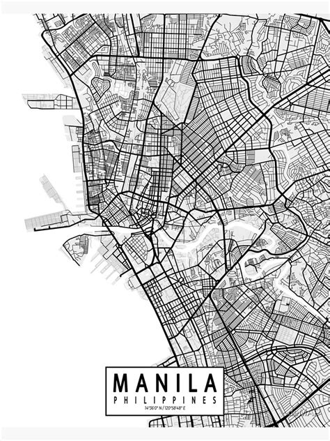 Manila City Map Of The Philippines Light Poster For Sale By DeMAP