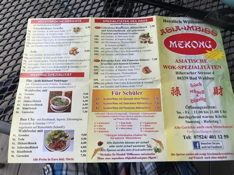 Speisekarte Von Mekong Asia Imbiss Restaurant Bad Waldsee