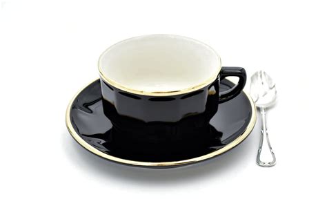 Große Tasse Apilco Flora 25cl Schwarz Goldrand