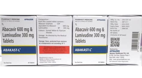 Abacavir Mg And Lamivudine Mg Tablets At Rs Bottle