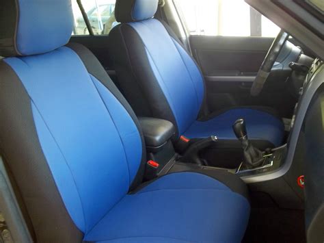 Subaru Xv Crosstrek Mix Leatherette And Synthetic Two Front Custom Blue Black Car Seat Covers