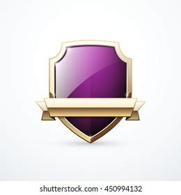 Blank Purple Shield Gold Border Ribbon Stock Vector Royalty Free