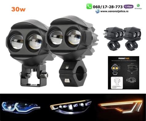 UNIVERZALNI LED FAR ZA MOTORE SA NOSACEM 30W LED MOTO FAR Xenon