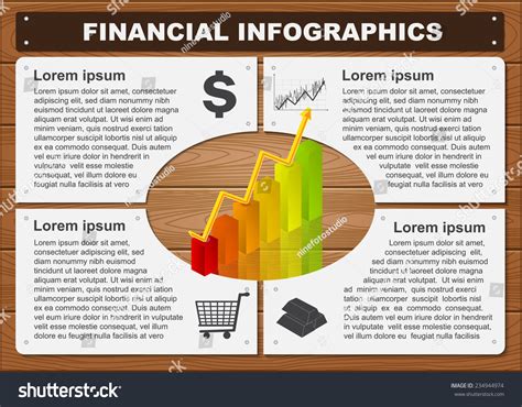 Financial Infographic Charts On Wood Texture Stock Vector (Royalty Free ...