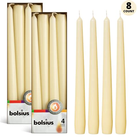 Bolsius 8 Unscented Ivory Taper Candles 10 Inch Dinner Candle Set Premium European Quality