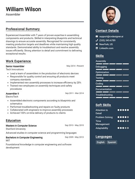 Assembler Cv Example For Proven Tips Templates Cvdesigner Ai