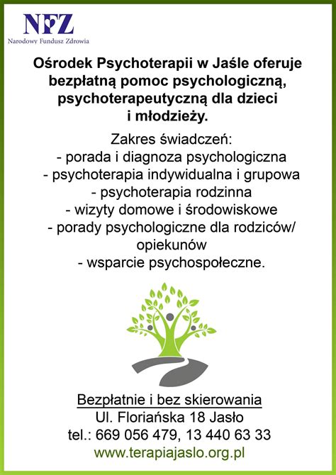 Bezpłatna pomoc psychologiczna psychoterapeutyczna dla dzieci i młodzieży