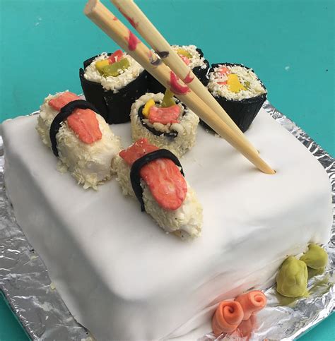 Sushi Birthday Cake Made With Grated White Chocolate For The Rice” And