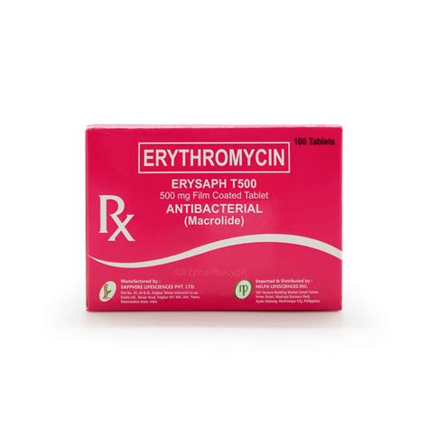 Erysaph T500 Erythromycin 500mg Tablet