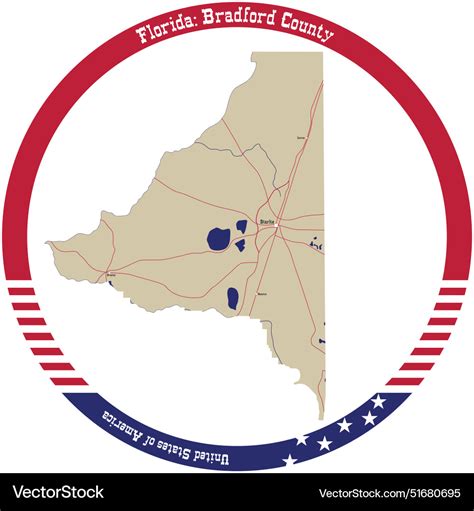 Map of bradford county in florida usa Royalty Free Vector