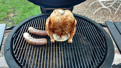 How To Beer Can Chicken And Smoked Brats On The Kamado Joe