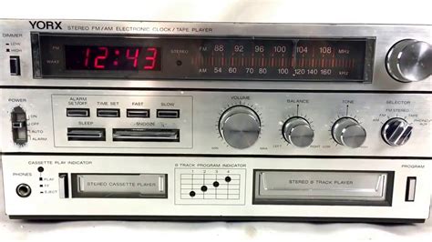 Vintage Yorx Stereo Fm Am Electric Clock Radio Tape Cassette 8 Track Retro R5300 Youtube