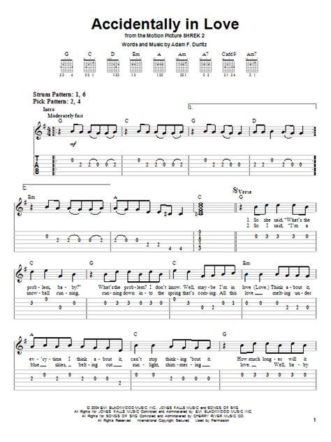 Accidentally In Love Sheet Music Counting Crows Easy Guitar Tab