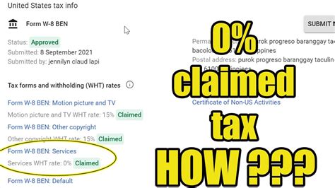 Ito Ang Tamang Pag Fill Up Ng Zero Percent Tax Sa Youtube Us Tax