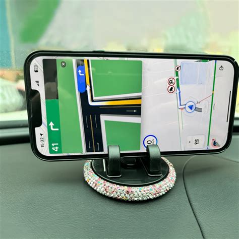 Car Mounted Mobile Phone Holder With Diamond Setting Cute Female