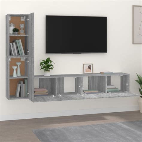 Far Meubles Tv Ensemble De Meubles Tv Pcs Sonoma Gris Bois D