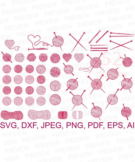 52 Crochet Svg Knit Svg Knitting Svg Yarn Svg Yarn Ball Crochet