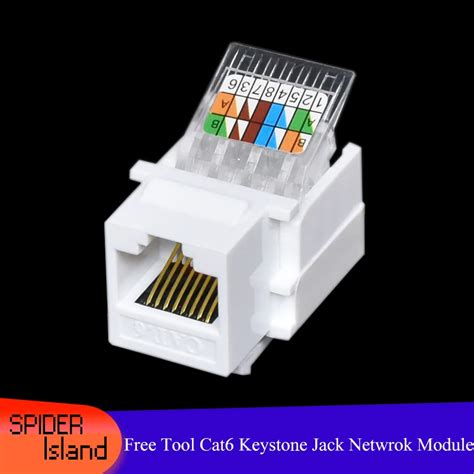 Rj45 Cat6 Utp Keystone Female Jack Connector Module For Wall Plate Free Tool Network Ethernet