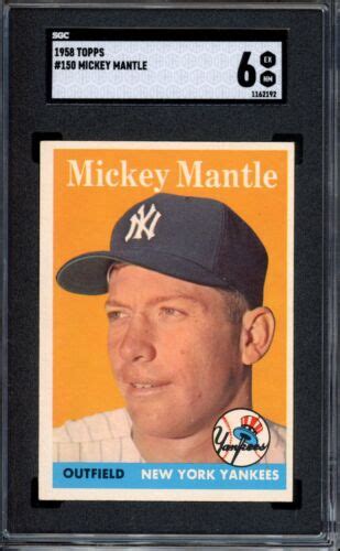 1958 Topps 150 Mickey Mantle SGC 6 New York Yankees HOF Baseball Card