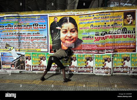 Posters Of Jayalalitha Chief Minister In Tamil Nadu India Asia Stock