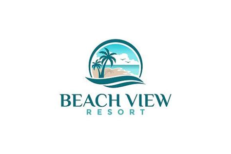 The Beach View Resort Logo Is Shown In Blue Green And White Colors