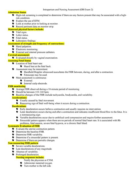 Intrapartum Assessment Notes Ob Exam Intrapartum And Nursing