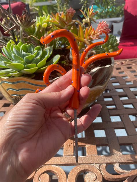 Tentacle Plant Art Orange Octopus Tentacle Stakes Octopus Decor