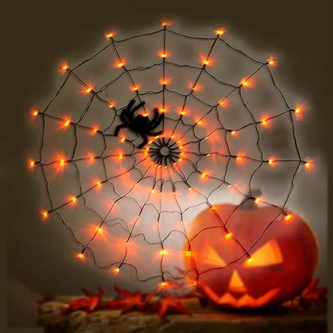 BEIAOSU Halloween Spinnennetz Lichterkette Innen Deko 1 2 1 2m 80