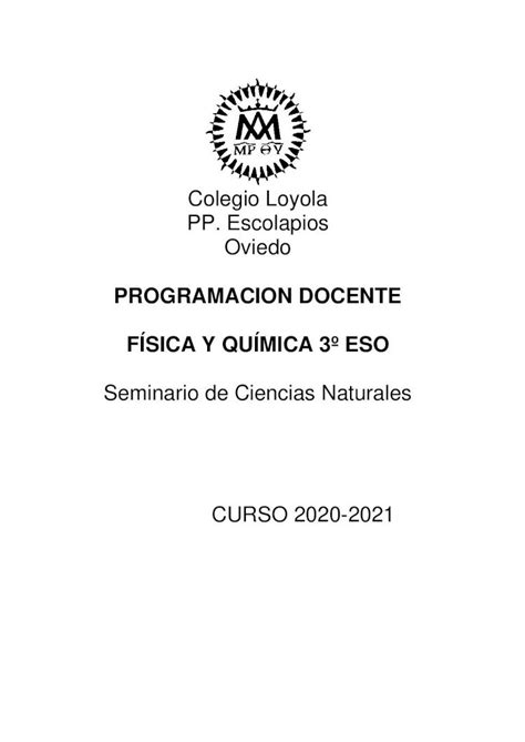 Pdf Programacion Docente F Sica Y Qu Mica Eso Distingue Y