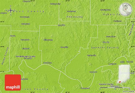 Physical Map of Warrick County