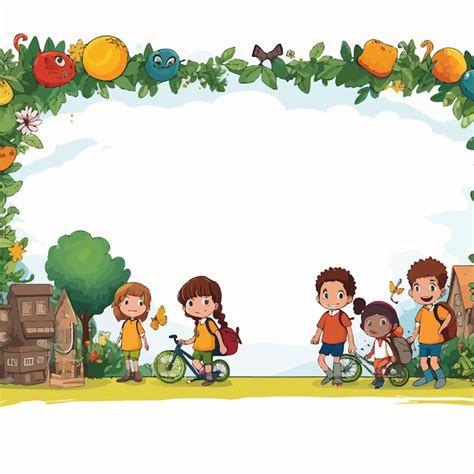 Premium Vector | Border template design with kids