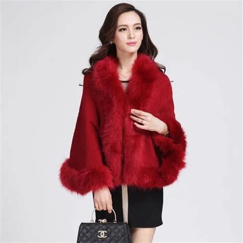 Autumn Winter New Female Cloak Imitation Fox Fur Cloak Cape Imitation